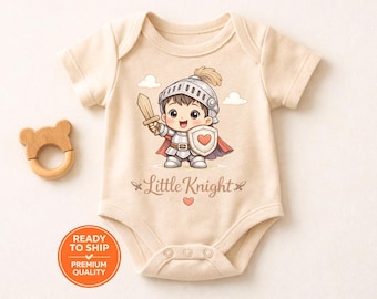 Held Baby Body Niedlicher Cartoon Baby Body Baby Shower Geschenk Einzigartiges Neugeborenen Outfit Kleiner Ritter Baby Body