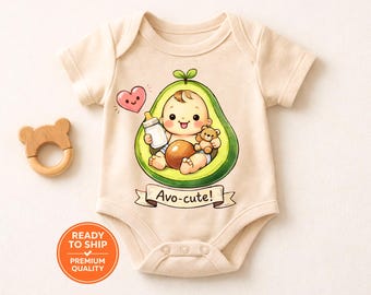 Niedliche Avocado Baby Strampelanzug - Avo-süßer Lustiger Baby Body - Weicher Maskottchen Design - Neugeborenen Geschenk - Baby-Dusche-Outfit - Unisex-Säuglingskleidung