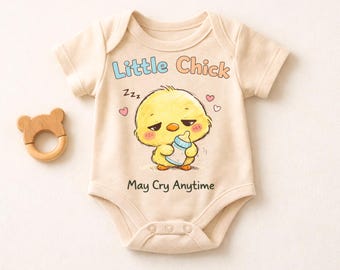 Kleines Küken Baby Body, lustiger Baby Body kann jederzeit weinen, süßes Küken Design, Neugeborenen Geschenk, Baby-Dusche-Geschenk, Unisex-Baby Outfit