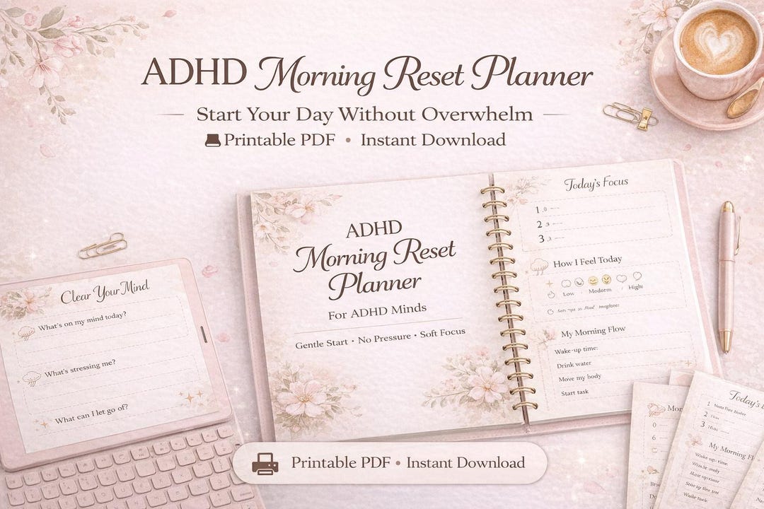 ADHD Morning Reset Planner for Women, Printable Daily Routine PDF, Soft ...
