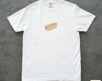 Hot Dog Shirt, Comfort Colors Food Shirt, 4th of July Tee Shirt, Vintage Retro Style, Fun Party Shirt