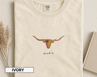 Texas Shirt, Austin College Shirt, Texas Longhorn Illustration T-Shirt, Minimal Tee, Party Shirt