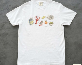 European Summer Comfort Colors® T-shirt, Vintage Sardines Shirt, Food Graphic Tee, Trendy Unisex Tapas Tshirt, Mediterranean Aesthetic Shirt