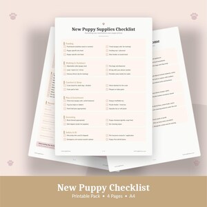 New Puppy Checklist Printable | Supplies, Vet Visit, Puppy-Proofing & Crate Training | 4-Page A4 PDF | Instant Download