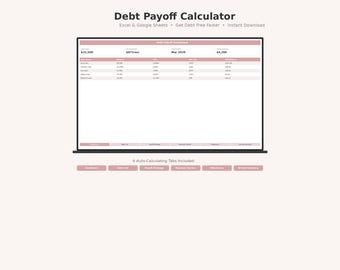 Debt Payoff Calculator Spreadsheet | Avalanche Snowball Planner | Debt Tracker | Excel Google Sheets | Instant Download