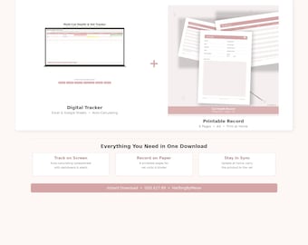 Cat Health Tracker Bundle | Digital Spreadsheet, Printable PDF Records (Instant Download)