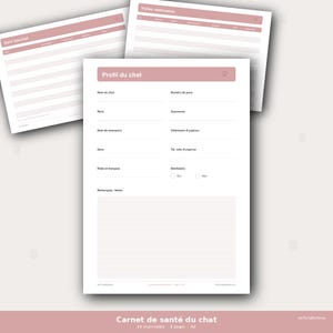 Carnet Santé Chat Imprimable | 6 Pages Suivi Véto & Vaccins PDF | À Imprimer Chez Soi | Téléchargement Instantané
