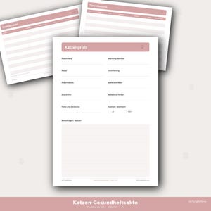 Katzen Gesundheitsakte Druckbar | 6-Seiten Tierarzt & Impfprotokoll PDF | Zum Ausdrucken | Sofort-Download