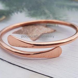 Handgemachte Kupfer Armreif Armband, Chunky Wrap Cuff, Slim Stacking Minimalist Schmuck