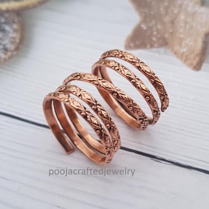Pure Copper Arthritis Ring: Adjustable Spiral Bypass Statement Ring