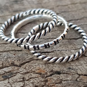 Stapelring i 925 sterlingsilver, midi-ring, staplare vintage minimalistiska smycken