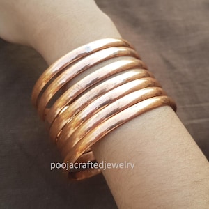 Handmade Copper Bangles Set: Stackable Bracelets for Women, Elegant Everyday Jewelry Gift