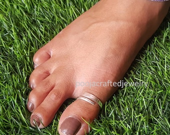 Sterling Silver Spiral Toe Ring, Adjustable Boho Band