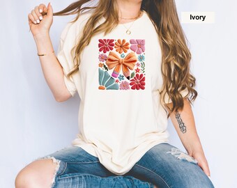 Comfort Colors® T-Shirt, Floral Coquette Tee, Flowers Shirt