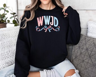 Wwjd Sweatshirt, Christian Pastel Coquette Hoodie