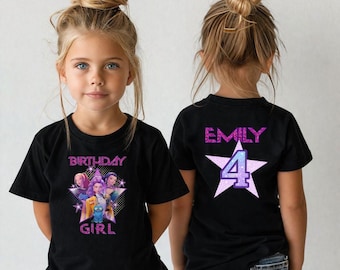 Custom Huntrix Birthday Girl Toddler T-Shirt, Personalized 4th Birthday Tee, Party Outfit with Name