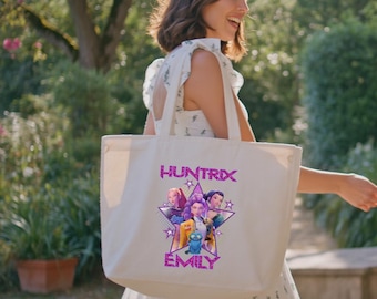 Custom Huntrix Tote Bag, Kpop Saja Girls Bag, Personalized Name Party Bag, Demon Hunters Bag, Huntrix Gift for Kids