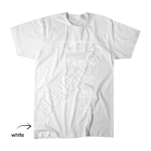 Gibson Les Paul Schematic Tee, Guitar Dad Apparel, Fathers Day Top White