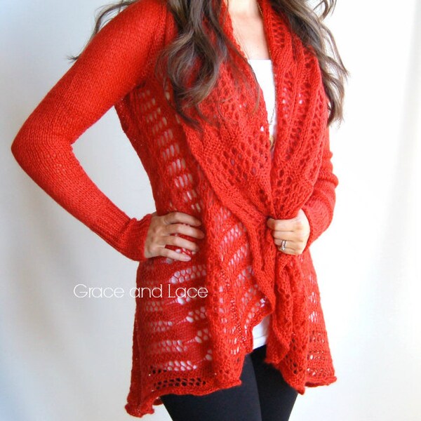 Over-sized Knit Cardi - PUMPKIN SPICE knit cardigan - knit sweater - knitted cardi - open knit - grace and lace