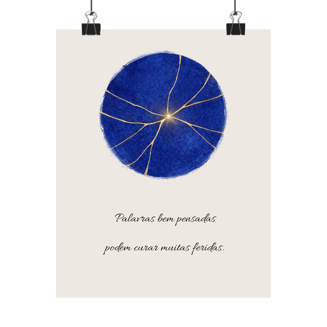 Kintsugi Blue Circle Print Matte Vertical Poster | Healing Quote Wall ...