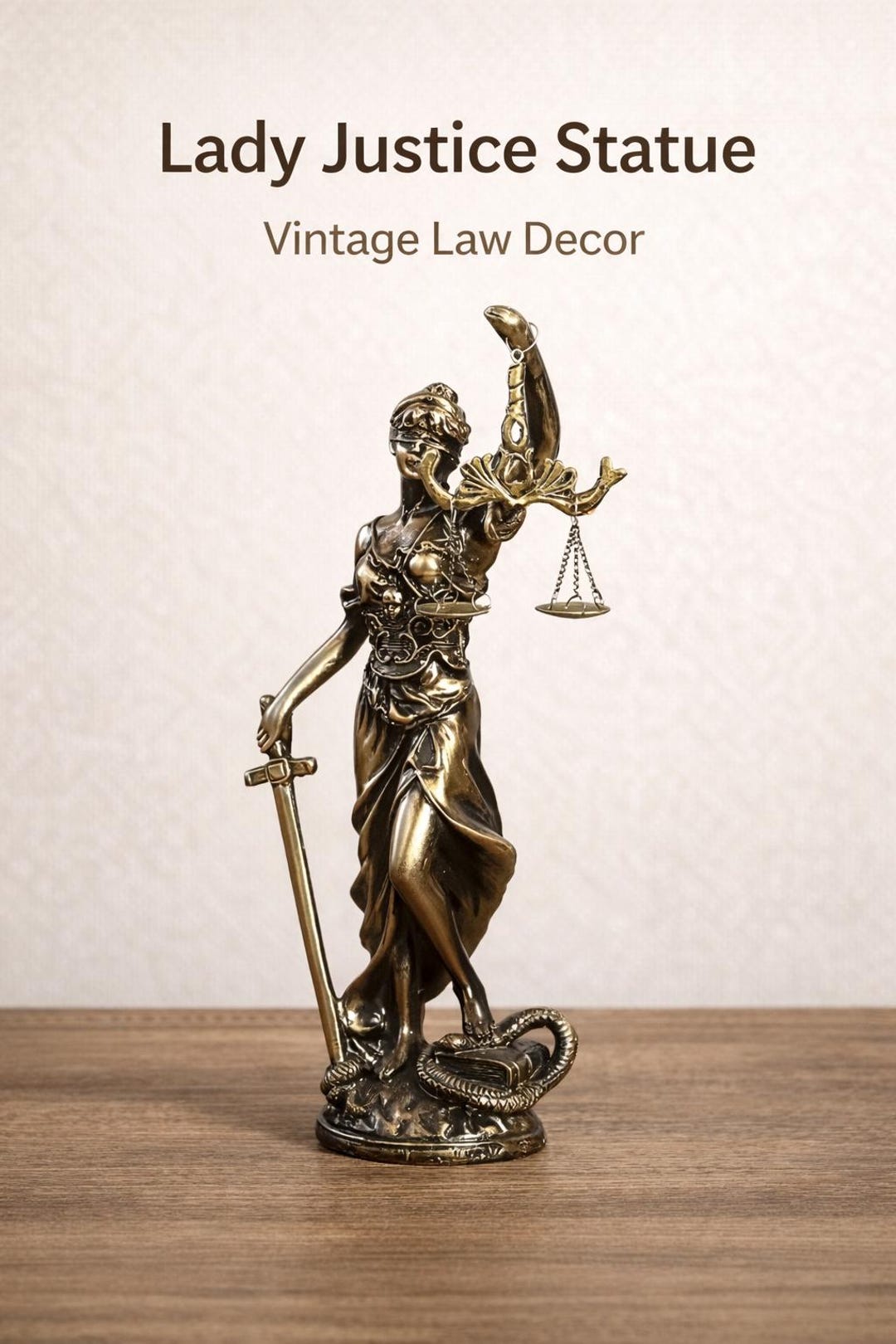 Retro Justice Lady Justice Statue Decor Bronze Themis Sculpture Lawyer Office Decor ...