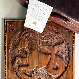 Luxury Walnut Backgammon Board – Capricorn Zodiac Executive Collector Set, Almost 100-Year-Old Wood