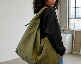 Large Hobo Tote Bag Women Minimalist Shoulder Bag Slouchy Shopper Nylon Travel Work Everyday Handbag Casual Chic