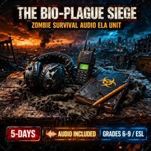 Gamified English Lesson Plan: The Bio-Plague Siege | ESL Reading Comprehension with Audio & Writing Worksheets