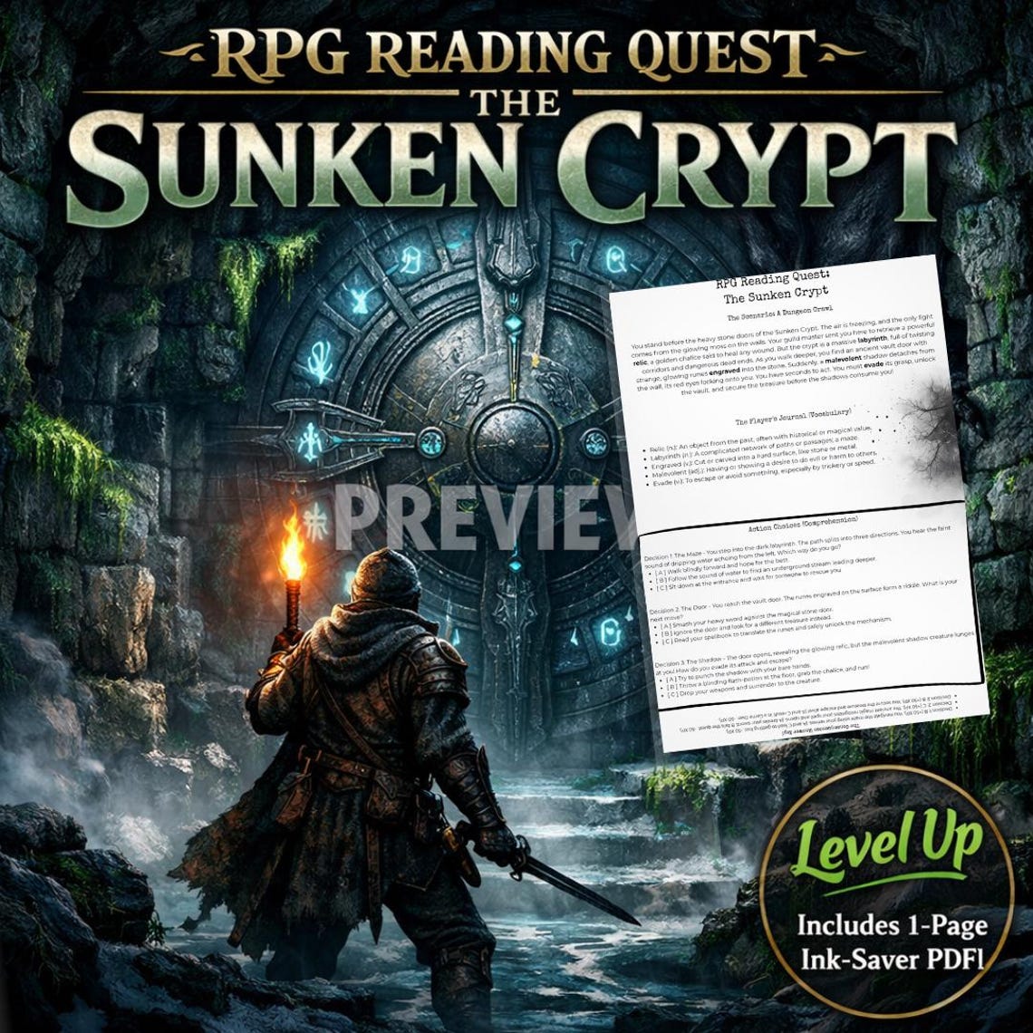 Fantasy Dungeon RPG Quest: Gamified ELA & ESL Reading Comprehension ...