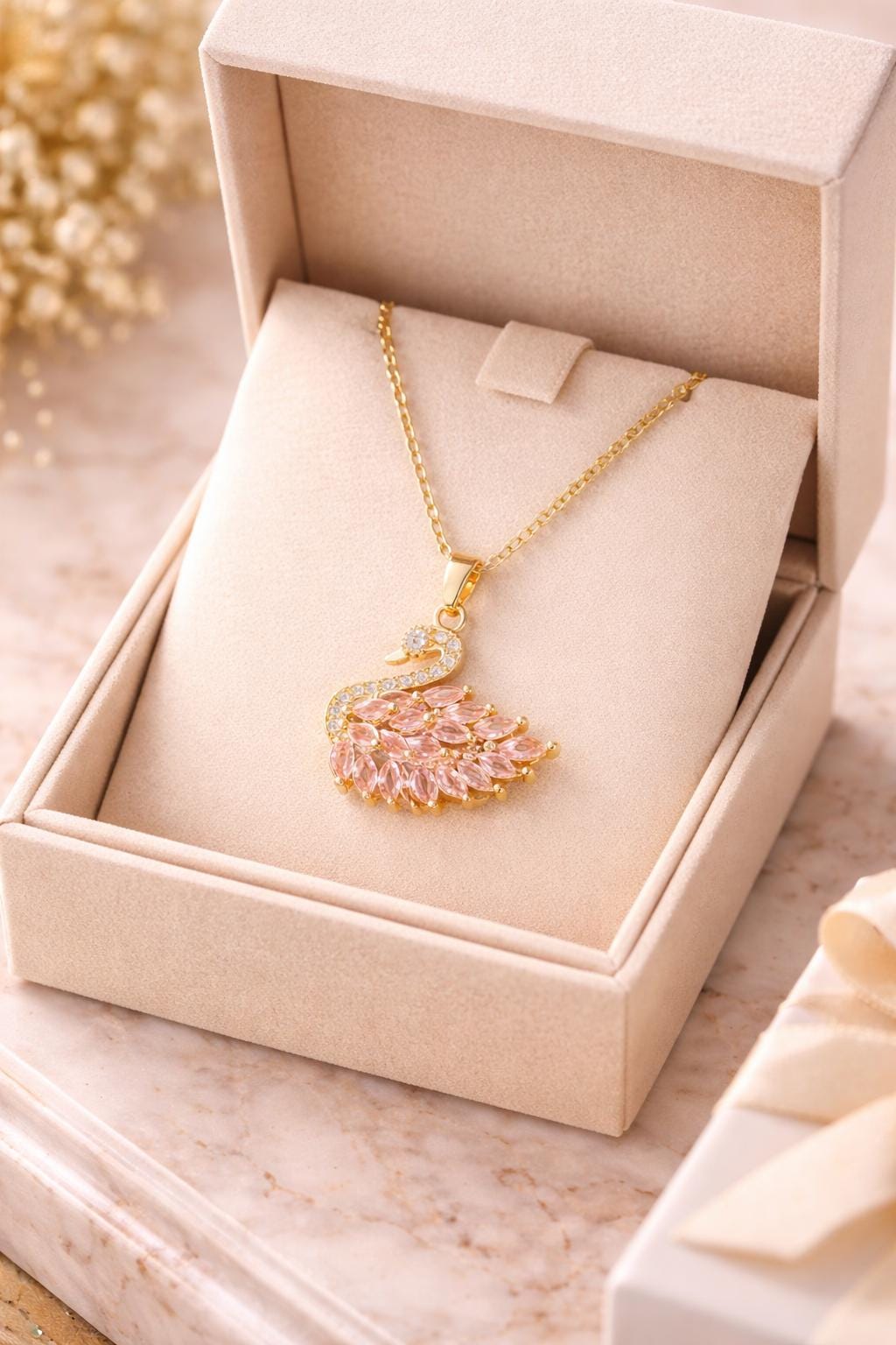Swarovski crystal swan necklace - Etsy 日本