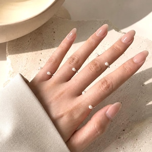 Set med öppna pärlor, justerbara midi-ringar, minimalistiska, fina stapelringar, present till henne