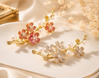 Kirschblüte Brosche, Handgefertigte Perle Pin, Brautjungfer Schmuck, Geschenk Für Sie