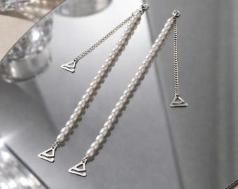 Detachable Pearl Dress Straps, Bridal Shoulder Jewelry, 39cm White Shell Pearls