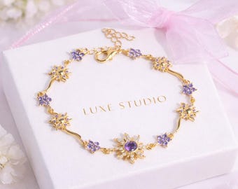 Braccialetto Fiore di Sole - Braccialetto Sole - Braccialetto Viola - Luce della Libertà - Braccialetto Principessa delle Fiabe