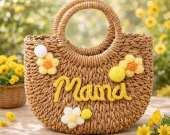 Personalized Straw Handbag | Bridesmaid Gift Bag | Beach Tote