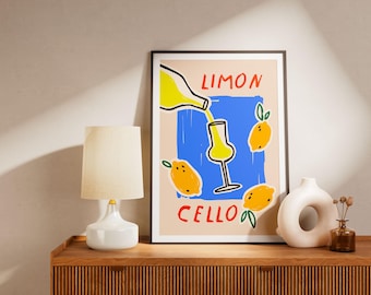 "Limoncello" Poster – Modern and Festive Mediterranean Illustration