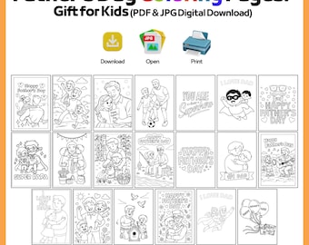 20 Father's Day Coloring Pages - Fun Gift for Kids | PDF & JPG Digital Download