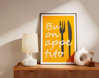 Typographic "Buon Appetito" Poster – Modern Italian Kitchen Decor