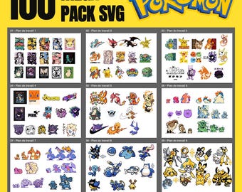 100 pokemon SVG Mega Bundle T-shirt Mug & Craft Designs Cricut Digital Clipart Vector PNG