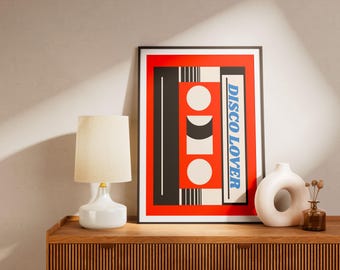 “Disco Lover” Audio Cassette Poster – red