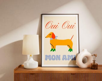 Colorful Dachshund Wall Art | Fun Pop Art Sausage Dog Poster | Retro Dog Lover Gift