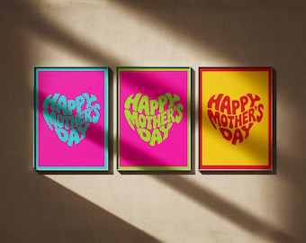 Set of 3 Happy Mother's Day Posters - 3 Color Options