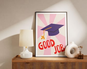 Children's 'GOOD JOB' Poster - Colorful Motivational Poster - Baby Room & Playroom Wall Decoration - Positive Educational Illustration A5, A4, A3