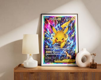Pikachu EX Pokémon Card Poster | Printable Anime Wall Art | Instant Digital Download for Gamer Room Decor
