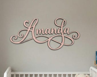 Letrero para guardería / Letrero con el nombre del bebé / Letrero personalizado para la habitación del bebé / Decoración de pared de madera / Letrero personalizado / Regalo para baby shower / Decoración de pared de abedul /