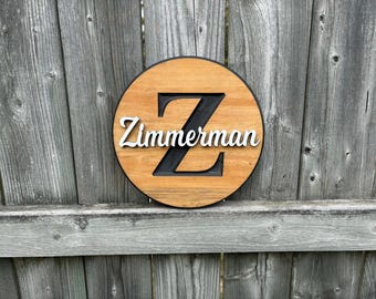 Letrero de madera personalizado con nombre familiar, letrero multicapa 3D con año de fundación, letrero con apellido, regalo familiar, regalo de boda,