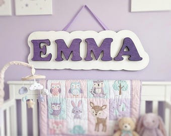 Letrero personalizado para la habitación del bebé / Decoración con el nombre del bebé / Arte moderno para la pared de la habitación del bebé / Decoración personalizada para la habitación infantil / Letras de madera personalizadas para la habitación del bebé