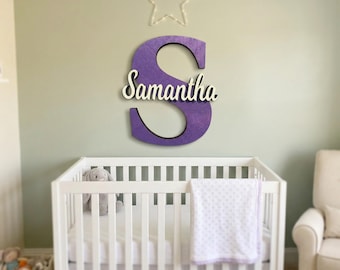 Plaque nominative 3D en bois pour chambre de bébé | Décoration murale personnalisée pour chambre de bébé | Lettres de chambre d'enfant modernes | Panneau neutre pour chambre de bébé | Plaque nominative personnalisée pour bébé
