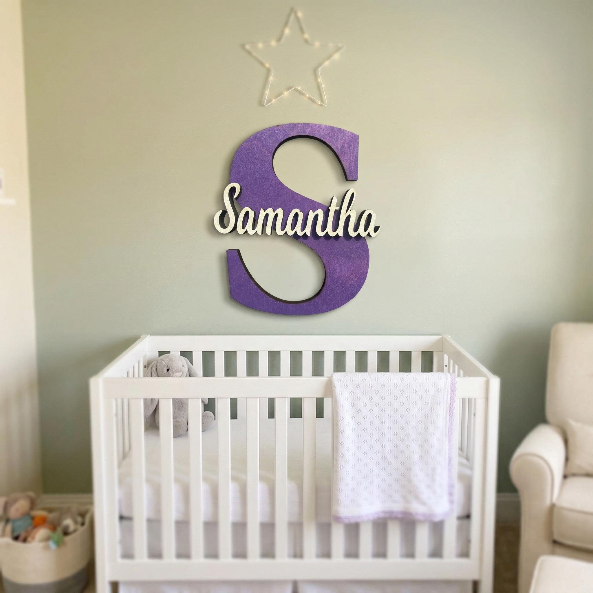 3D Nursery Name Sign Wood | Custom Baby Room Wall Decor | Modern ...