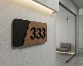 Letrero para puerta de oficina / Letrero personalizado para oficina / Letrero con número de habitación de hotel / Letrero numérico / Regalo / Letrero con número de apartamento / Letreros para habitaciones de hotel